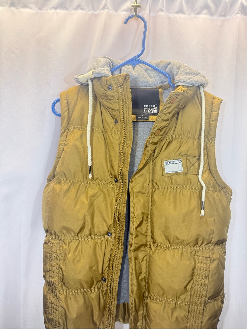 Robert Phillipe Mustard Puffer Hooded Jacket Vest